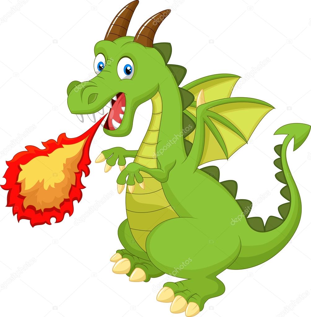 Cartoon dragon with fire