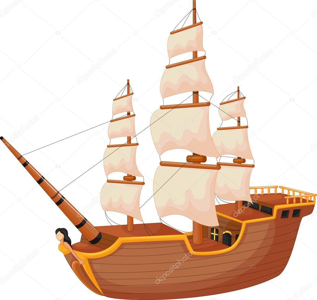 Cartoon ship isolated