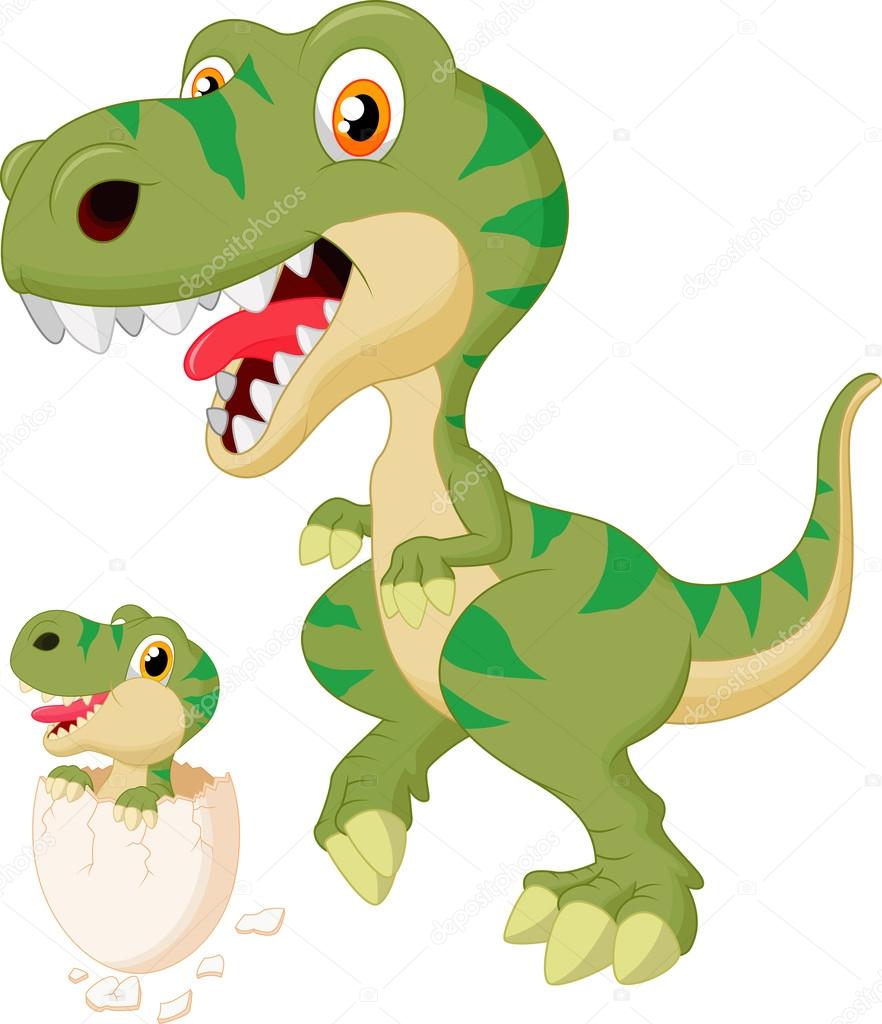 Download Mother and baby dinosaur hatching — Stock Vector ...