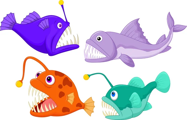 Peces de mar profundo — Vector de stock