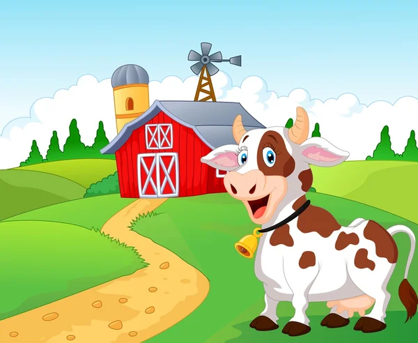 Szczęśliwy kreskówka krowa — Wektor stockowy