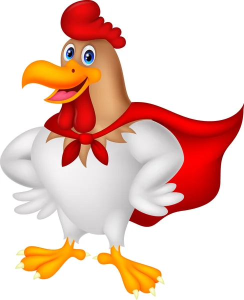 Cartone animato super gallo posa — Vettoriale Stock