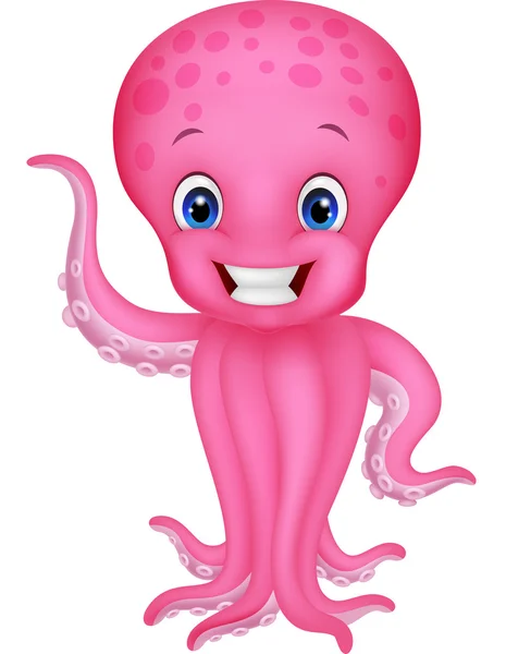 Cute cartoon octopus waving — Stockvector
