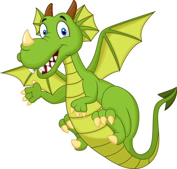 Lindo dragón de dibujos animados — Vector de stock