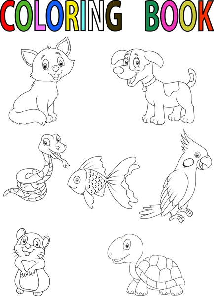 Cartoon animal de compagnie livre à colorier — Image vectorielle