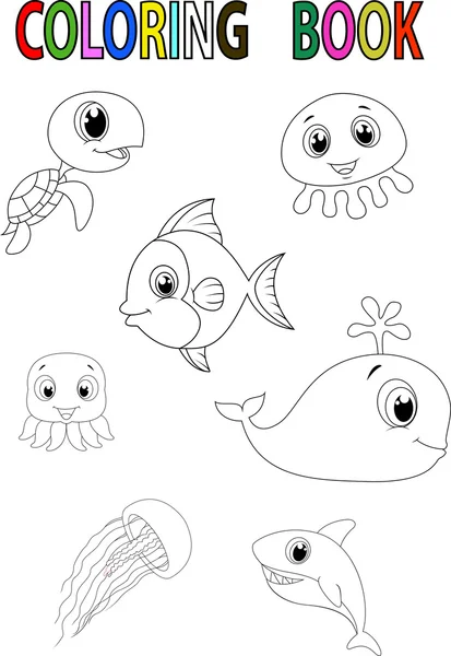 Kreslená ryba omalovánky — Stockový vektor