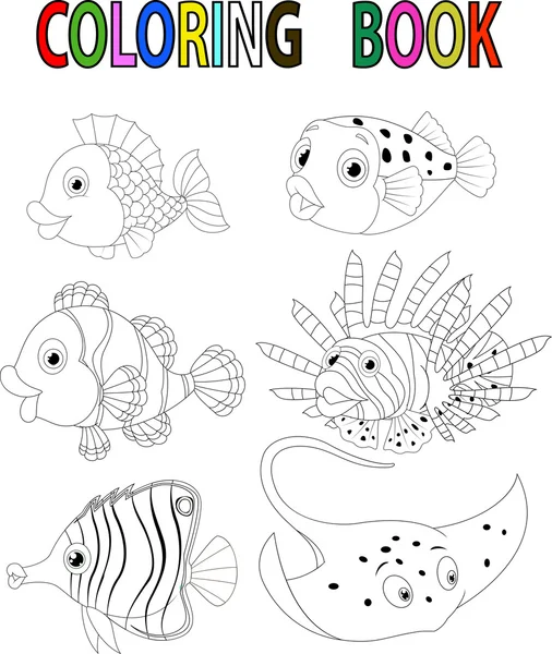 Γελοιογραφία ψάρια χρωματίζοντας βιβλίο — Διανυσματικό Αρχείο