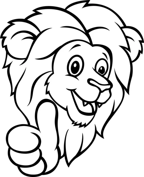 Divertido león de dibujos animados dando pulgar hacia arriba — Vector de stock