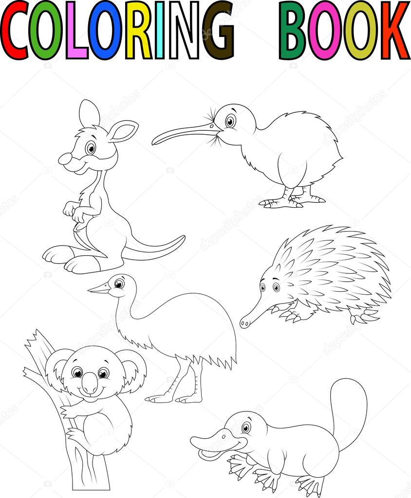 Cartoon Australia animal coloring book