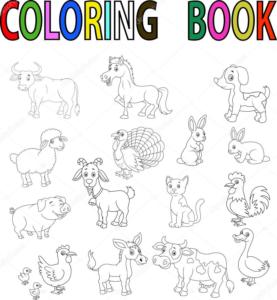 Illustrazione di vettore del fumetto degli animali da allevamento libro da colorare — Vettoriali di tigatelu