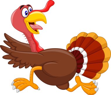Cartoon turkey running clipart