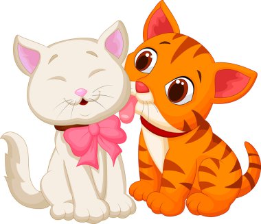 Karikatür kedi yalama