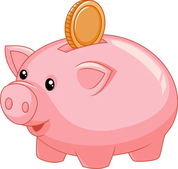 Piggy bank cartoon with coin — Stock Vector