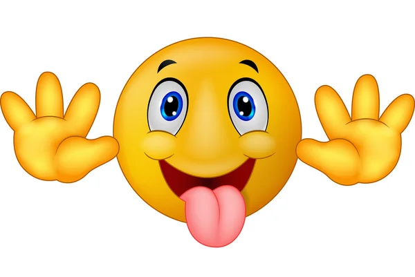 Emoticon brincalhão smiley desenho animado brincando salientou a sua língua —  Vetores de Stock