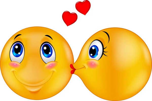 Kissing emoticon cartoon — Stock Vector