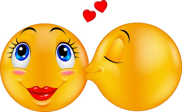 Kissing emoticon cartoon — Stock Vector