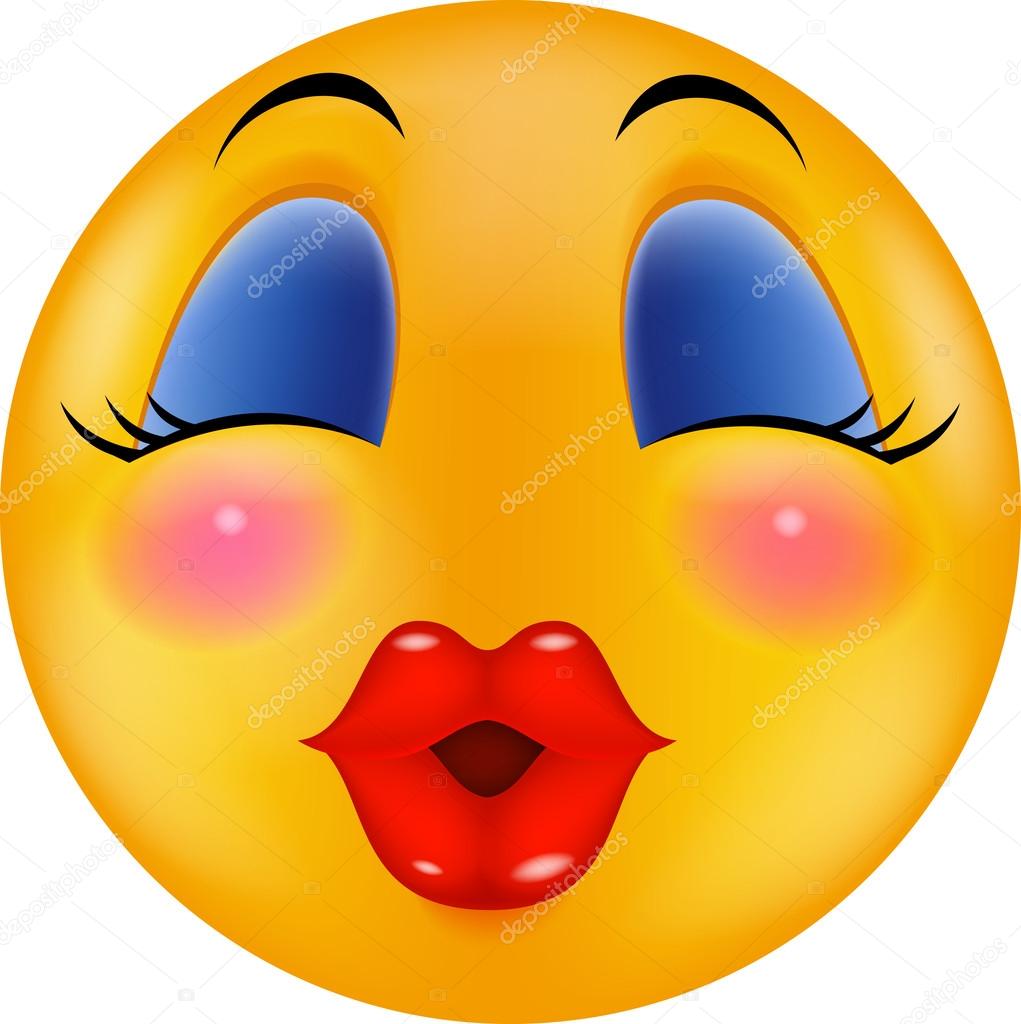 Sexy red lip round smiling face cartoon