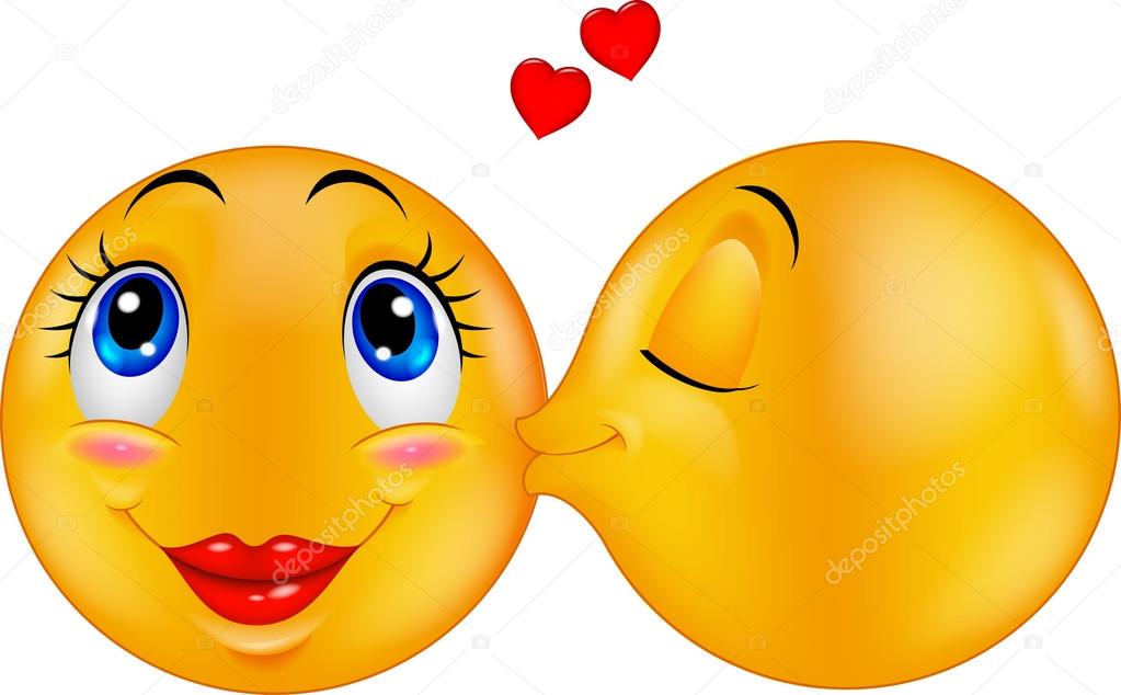 Kissing emoticon cartoon