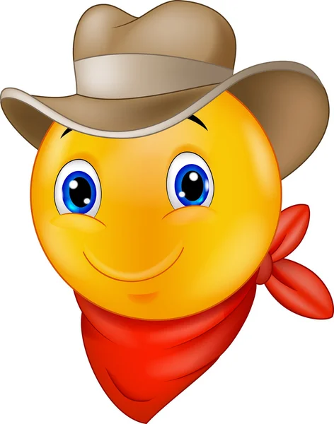 Cowboy smiley emoticonos de dibujos animados — Archivo Imágenes Vectoriales