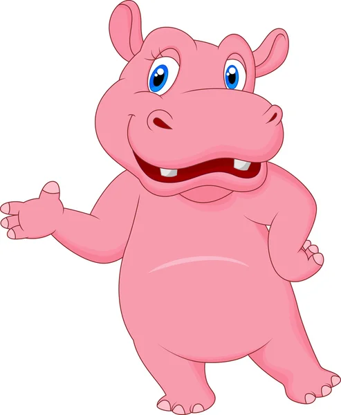 Dessin animé hippopotame présentant — Image vectorielle