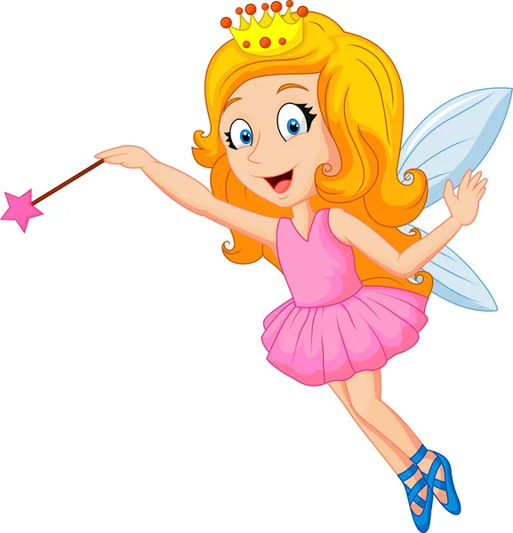 Cartoon fairy with magic wand — Stock Vector
