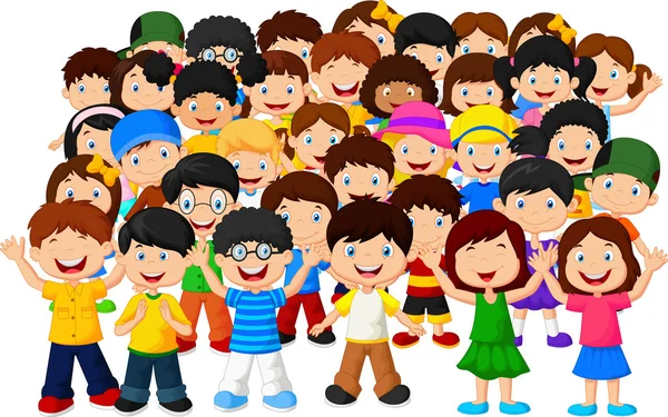 Crowd children cartoon — Stock Vector