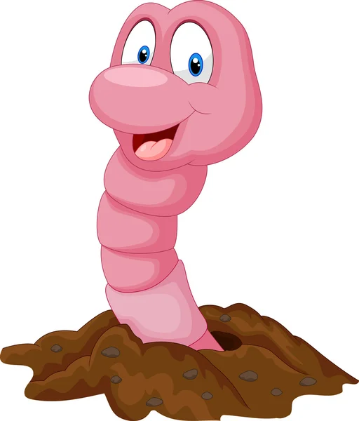 Funny cartoon earthworm — Stock Vector