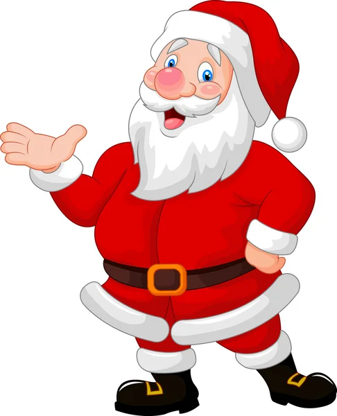 Integetett kézzel boldog Santa rajzfilm — Stock Vector