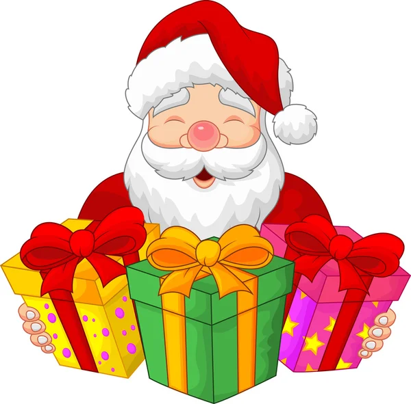 Santa cartoon with christmas presents — Stock Vector