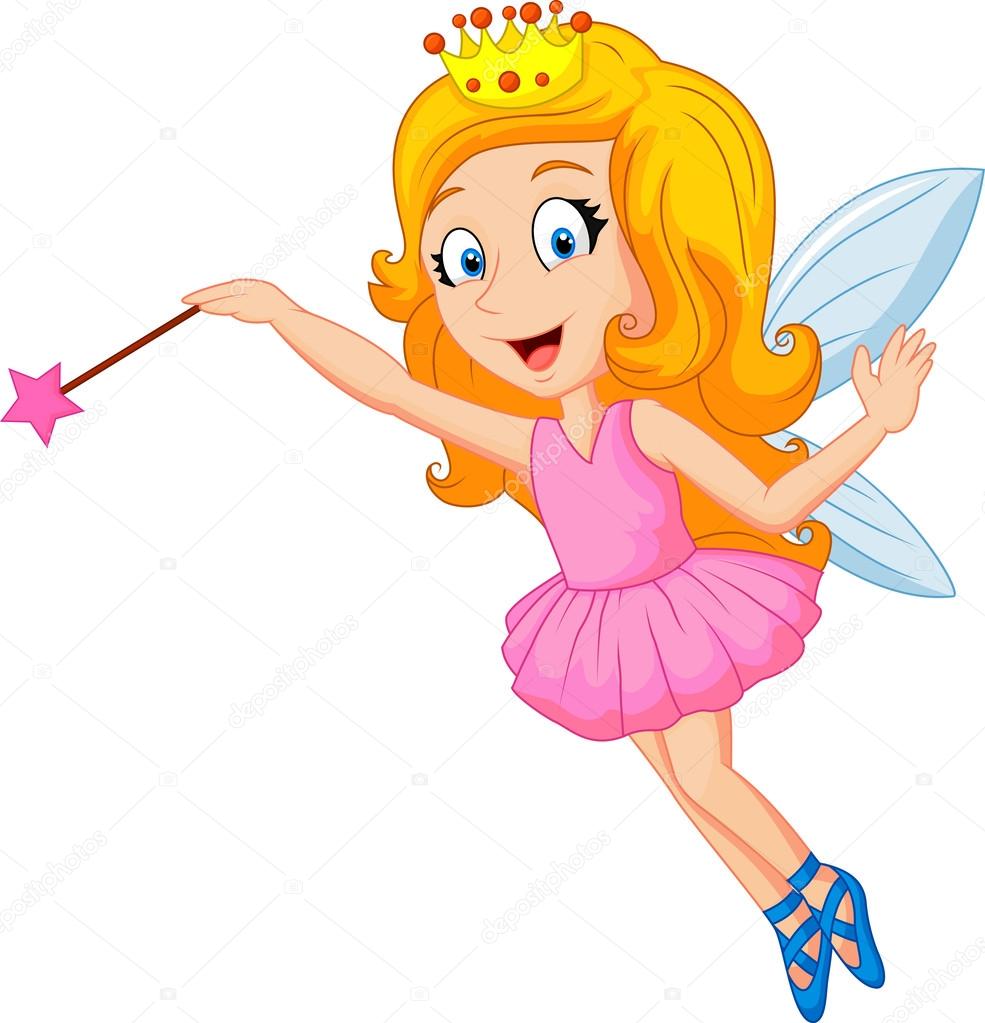 Cartoon fairy with magic wand — Stock Vector © tigatelu #63475521