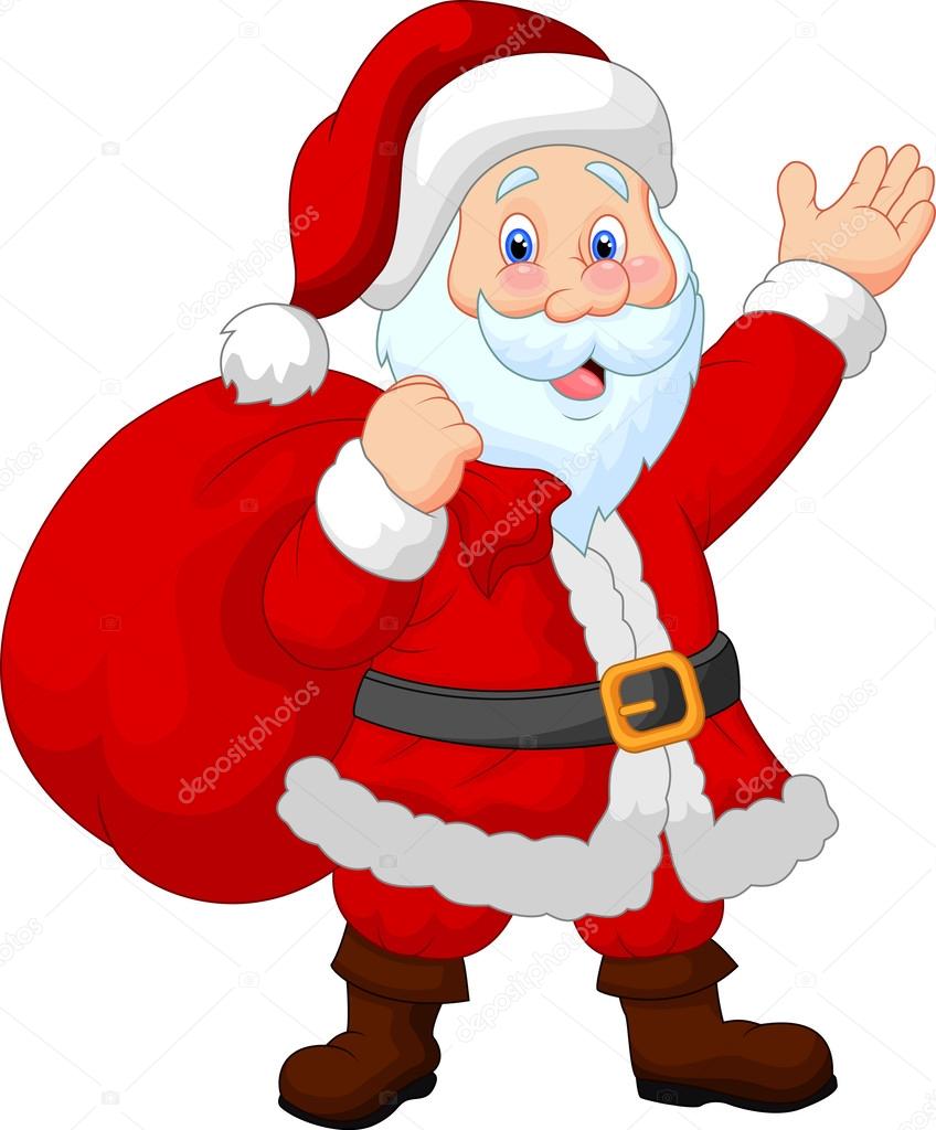 Happy Santa cartoon with sack