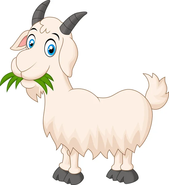 Cartoon goat eating grass — Stock Vector