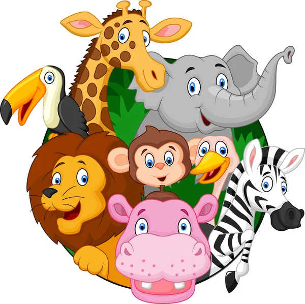 Karikatür safari hayvanlar — Stok Vektör
