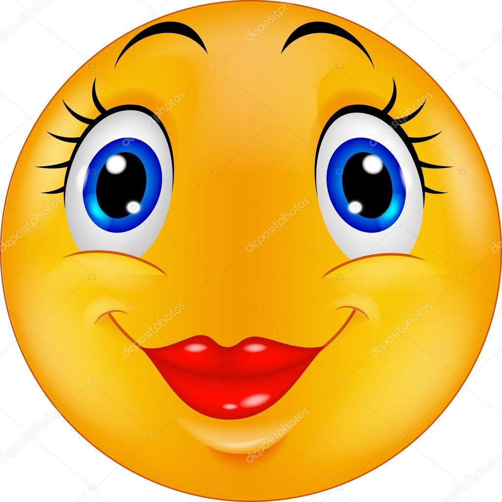 Cute cartoon female emoticon smiley