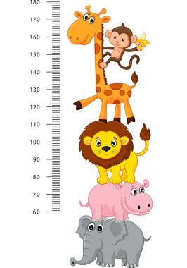 Metre duvar komik neşeli hayvanlar karikatür