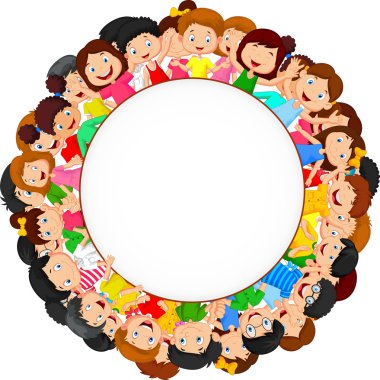 Boşluk ile kalabalık çocuk karikatür