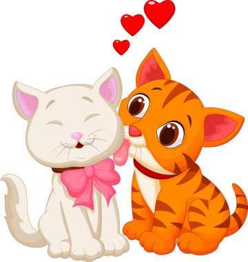 Karikatür kedi yalama