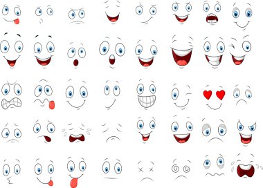 Various face cartoon expressions clipart