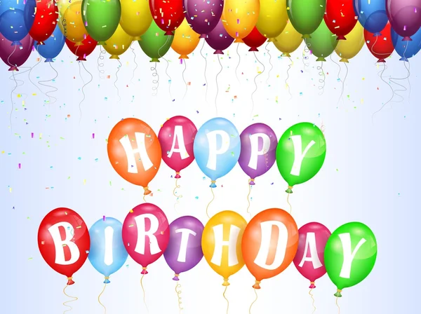 Birthday bakgrund med färgglad ballong cartoon — Stock vektor