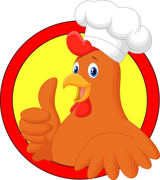 Rooster chef cartoon giving thumb up — Stock Vector