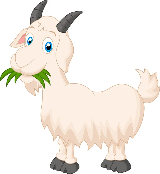 Cartoon goat eating grass — Stock Vector