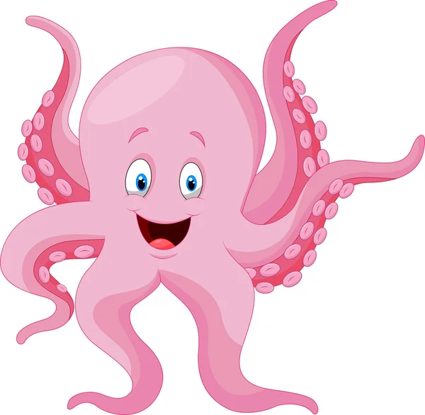 Cartoon happy octopus — Stock Vector