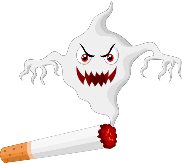 Cigarrillo con monstruo de dibujos animados en el humo — Archivo Imágenes Vectoriales