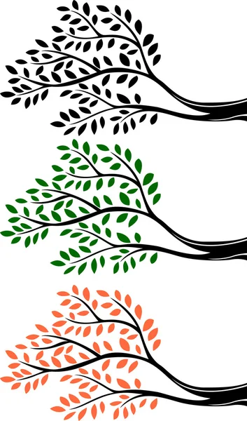 Silueta de rama de árbol de dibujos animados — Vector de stock