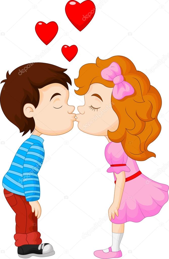 Cartoon Boy And Girl Are Kissing Stock Vector Image By C Tigatelu