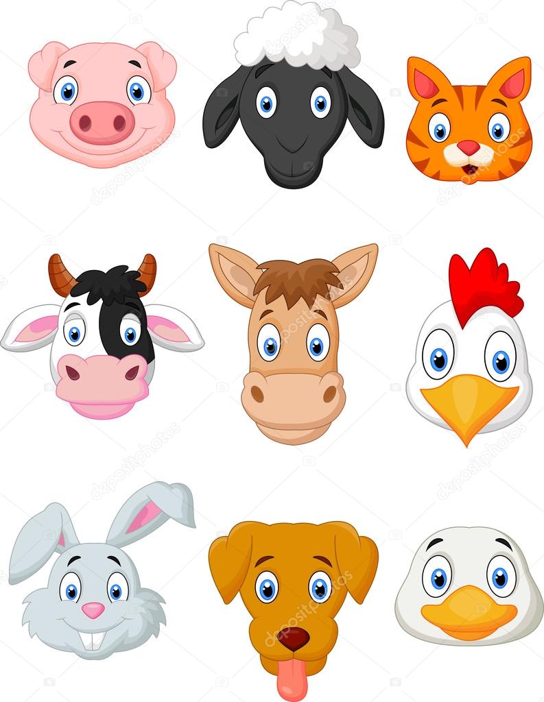 Cartoon farm animal set