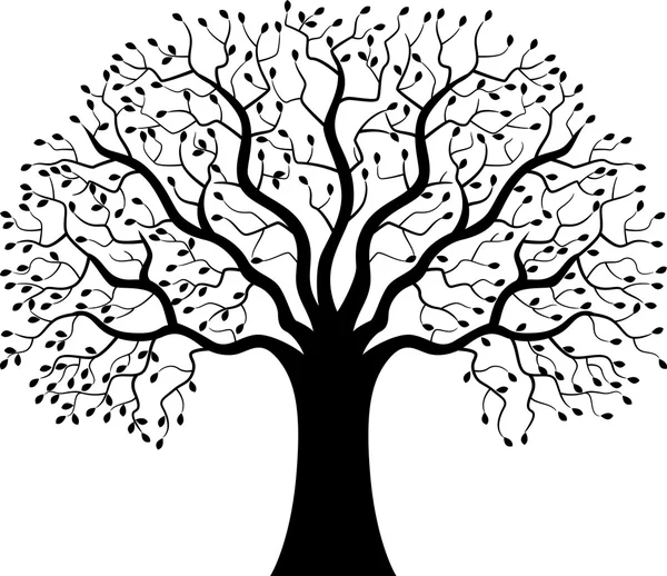 Дерево с силуэтом листьев — стоковый вектор