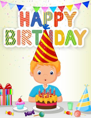 Çocuk doğum günü mumu üfleme çizgi roman