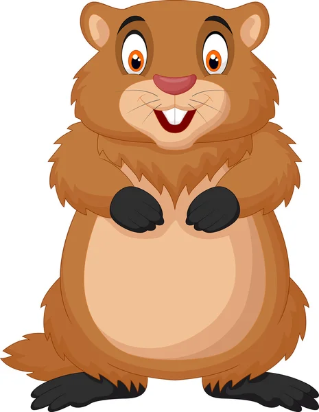 Dibujos animados feliz marmota — Vector de stock