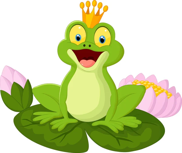 Glücklicher Zeichentrickkönig Frosch — Stockvektor